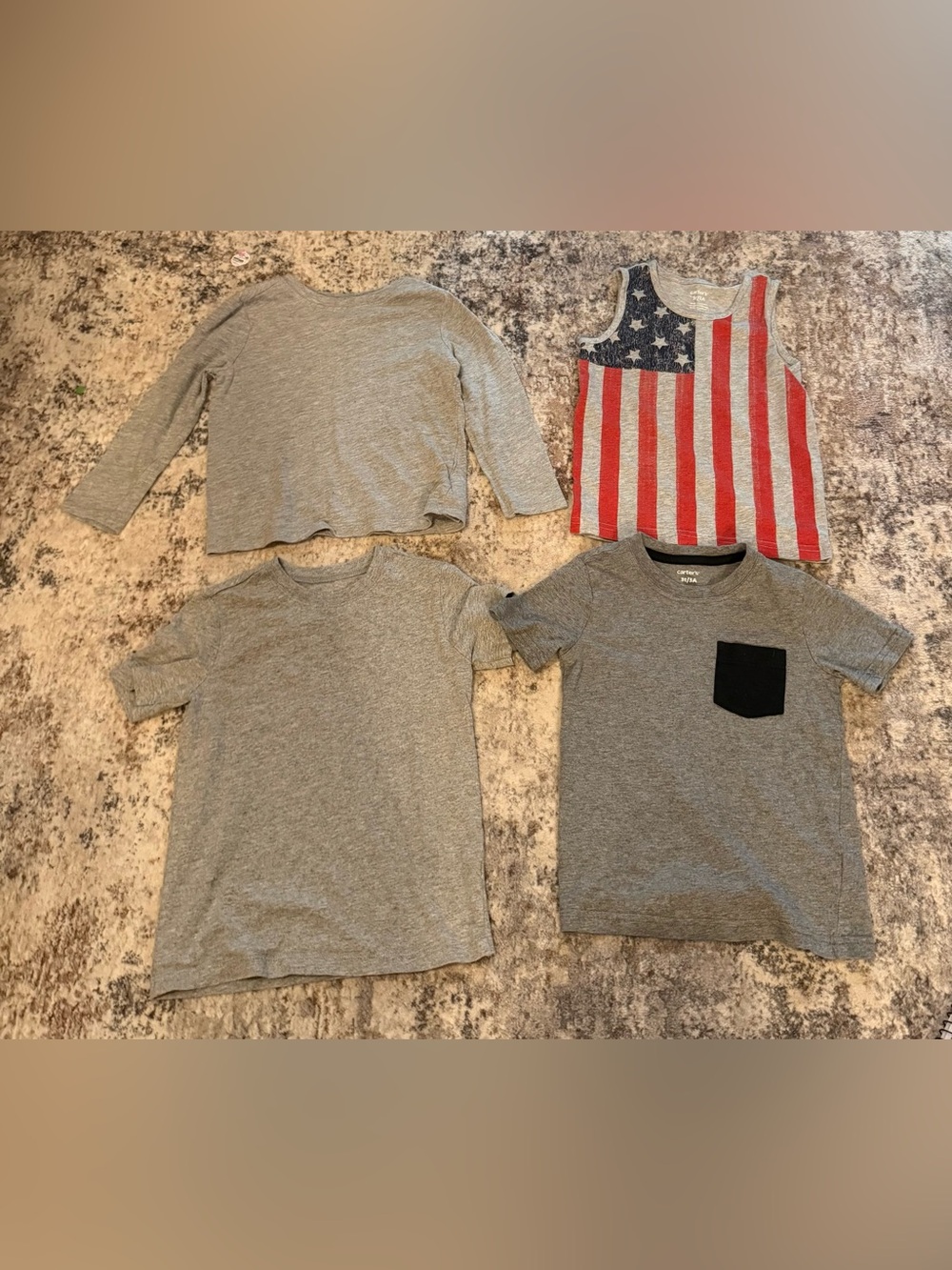 Carter's Gray Short Sleeve Tee with Black Pocket
